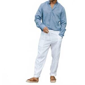 NEW MAGIC LINEN classic linen shirt in denim chambray